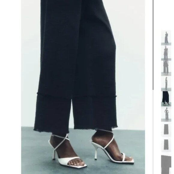 NWT ZARA FRAYED RUSTIC PANTS BLACK - Picture 4 of 12